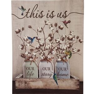 Rustic Canvas Wall Art with Hummingbirds And LED Lighting